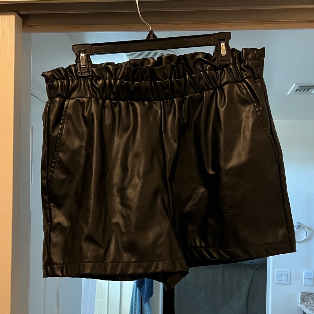 BCBGeneration High Waist Black Faux Leather Shorts